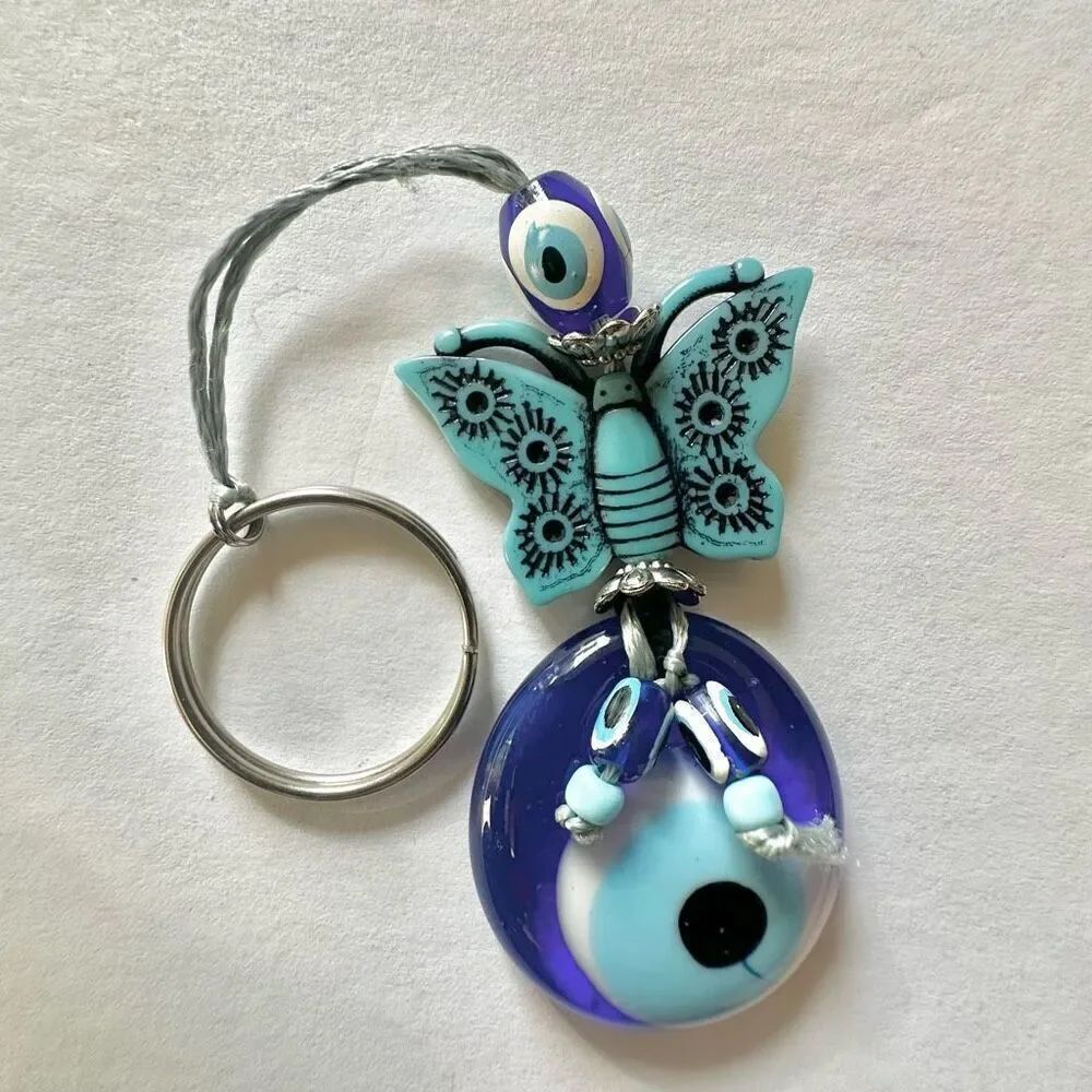 Butterfly evil eye keychain